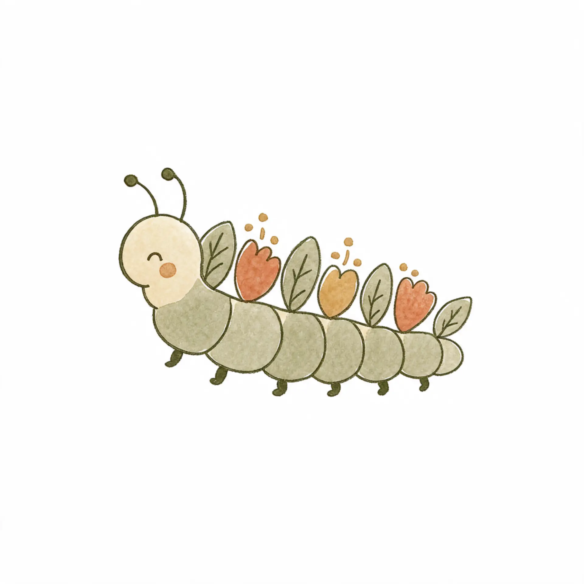 Bloomy caterpillar illustration